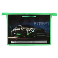 Проф-Пресс Папка для тетрадей Черно-зеленое авто А4 черный/зеленый