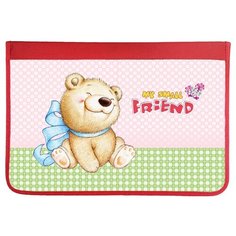 Проф-Пресс Папка для труда на молнии А4 Забавный мишка красный/розовый