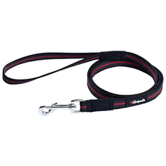 Поводок для собак Gripalle прорезиненный, стальная фурнитура черный/красный 1.5 м 20 мм