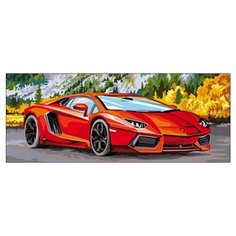 Рыжий кот Картина по номерам "Спортивное авто" 20х50 см (Х-7960)