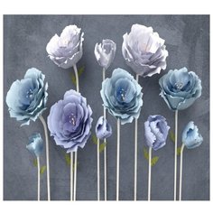 Фотообои флизелиновые Design Studio 3D Загадочные цветы 3х2.7м серый/фиолетовый/голубой