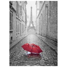 Фотообои флизелиновые Design Studio 3D Дождь в Париже 2х2.7м серый/красный