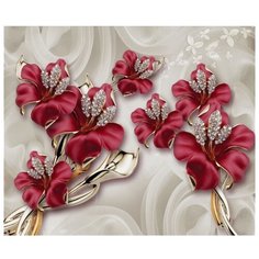 Фотообои флизелиновые Design Studio 3D Драгоценные лилии 3х2.5м бордовый/бежевый