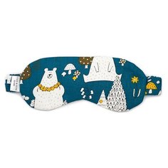 Маска для сна Сozy&Cute Home Медведи и совы в лесу, синий/белый/коричневый