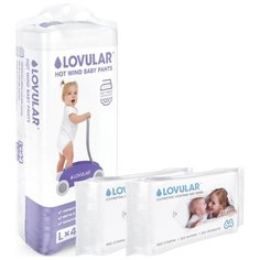 LOVULAR трусики Hot Wind L (9-14 кг) 44 шт. + влажные салфетки 128 шт.
