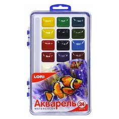 LORI Акварельные краски 24 цвета без кисти (Акв-004)