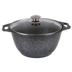 Кастрюля Kukmara Мраморная 24 см 4 л, темный мрамор