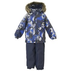 Комплект с полукомбинезоном Huppa размер 80, 82886, navy pattern/navy