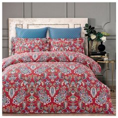 Постельное белье 1.5-спальное Arya Pure Living Aiden, сатин красный