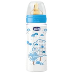 Chicco Бутылочка с соской из латекса Well-Being, 330 мл boy/girl с 4 мес., голубой