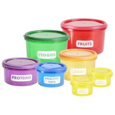 HOMSU Набор контейнеров Идеальная порция зеленый/красный/оранжевый/синий/фиолетовый/желтый