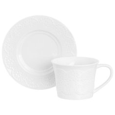 Elan gallery Чайная пара Кружево 250 мл белый