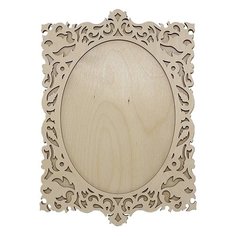 Astra & Craft Деревянная заготовка фоторамка овальная Резной орнамент (L-891)