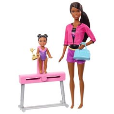 Набор кукол Barbie Спортивная карьера Тренер по гимнастике брюнетка, 28 см и 10 см, FXP40