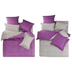Постельное белье евростандарт СайлиД L-16, сатин серый/фиолетовый