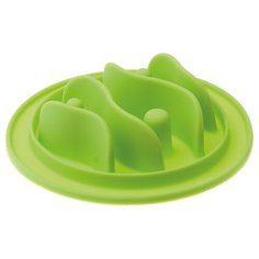 Миска V.I.Pet рельефная игровая Рыбки для медленного поедания корма салатовый