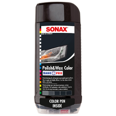 Воск для автомобиля SONAX цветной полироль с воском + карандаш Nano Pro (черный) 0.5 л