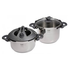 Набор посуды TAC TK 0218 4 пр. серебристый/черный