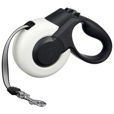 Поводок-рулетка для собак Fida Mars ленточная (S) белый/черный 5 м