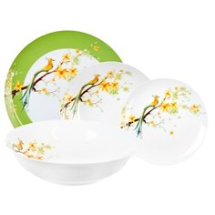 Столовый сервиз Domenik Paradise Bird 19 предметов DM9012 белый/зеленый