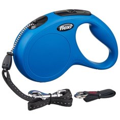 Поводок-рулетка для собак Flexi New Classic M тросовый синий 5 м