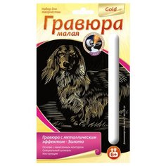 Гравюра LORI Длинношерстная такса (Гр-131) золотистая основа