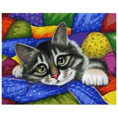 Белоснежка Картина по номерам "Котик в лоскутках" 40х50 см (002-AB)