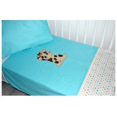 ЛайМ комплект Жираф мальчик (3 предмета, простыня на резинке) белый/голубой