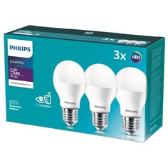 Упаковка светодиодных ламп 3 шт Philips E27, A55, 9Вт
