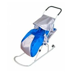 Санки-коляска Вятские сани Вятич-8ПК ЛЮКС+ серый/синий