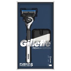 Подарочный набор Gillette подставка, бритвенный станок Fusion5 Proglide с эксклюзивной хромированной ручкой + сменные кассеты – 1 шт.