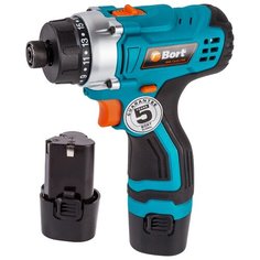 Аккумуляторный шуруповерт Bort BAB-12X2LI-FDK 35 Н·м синий/черный