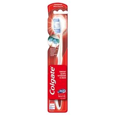 Зубная щетка Colgate 360 Optic White отбеливающая, средней жесткости, красный