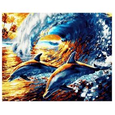 ВанГогВоМне Картина по номерам "Веселые дельфины", 40х50 см (ZX 21995)