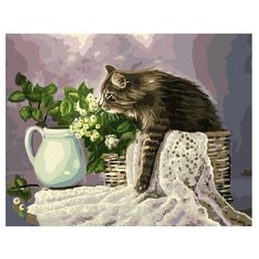 ВанГогВоМне Картина по номерам "Кошка в лукошке", 40х50 см (ZX 21646)