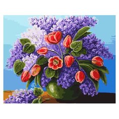 ВанГогВоМне Картина по номерам "Сирень и тюльпаны", 40х50 см (ZX 22140)