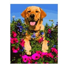 ВанГогВоМне Картина по номерам "Собачка в цветах", 40х50 см (ZX 22173)