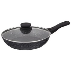 Сковорода Agness 918-127 24 см, с крышкой, с ручкой, черный