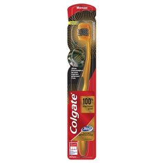 Зубная щетка Colgate 360 Золотая с древесным углем многофункциональная, мягкая, золотой