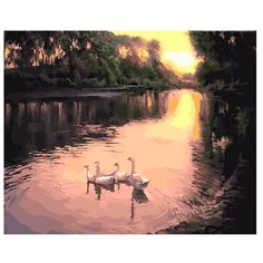 ВанГогВоМне Картина по номерам "Гуси на пруду", 40х50 (ZX 20908)