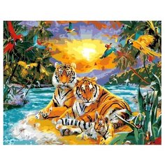 ВанГогВоМне Картина по номерам "Тигры у озера", 40х50 см (ZX 21683)