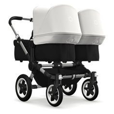 Универсальная коляска Bugaboo Donkey 2 Twin (2 в 1) Alu/Black/Fresh White, цвет шасси: серебристый