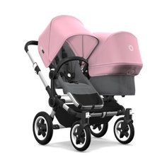 Универсальная коляска Bugaboo Donkey 2 Duo (2 в 1) Alu/Grey melange/Soft pink, цвет шасси: серебристый