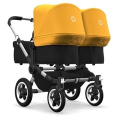 Универсальная коляска Bugaboo Donkey 2 Twin (2 в 1) alu/black/sunrise yellow, цвет шасси: серебристый