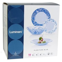Столовый сервиз Luminarc Plenitude 19 предметов N4783 белый/синий