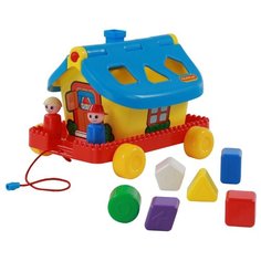 Каталка-игрушка Полесье Садовый домик на колесиках (56443) голубой/желтый/красный