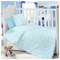 ЛайМ комплект Ажур (3 предмета, простыня на резинке) голубой