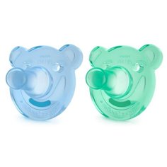 Пустышка силиконовая классическая Philips AVENT Soothie SCF194/04 3+ (2 шт) голубой/зеленый