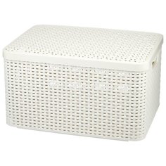 CURVER Корзина с крышкой Rattan Style Box L 24x44x33см кремовый