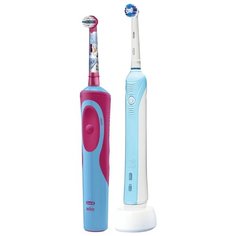 Электрическая зубная щетка Oral-B Pro 500 + Stages Power Холодное сердце (2017), голубой/розовый/белый